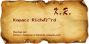 Kopacz Richárd névjegykártya